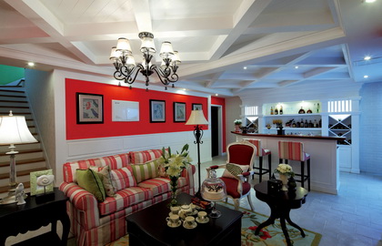 万亚广场客厅田园风格效果图复式162平方台州装修